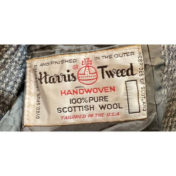 Vintage Harris Tweed Sport Coat Sz 44R Gray 2-Button Part Lined Scottish Wool - Picture 2 of 6